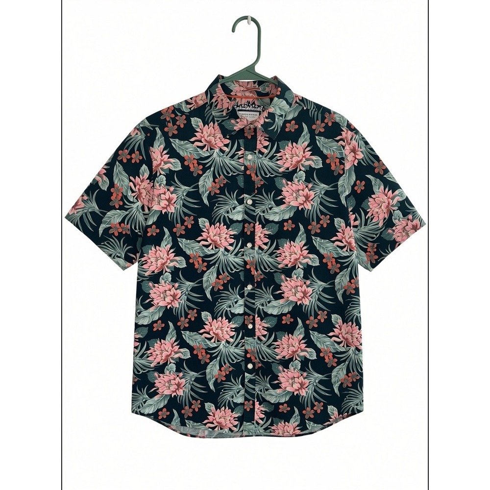 Denim & Flower Ricky Singh‎ Mens Large Slim Fit Tropical Floral Hawaiian Shirt